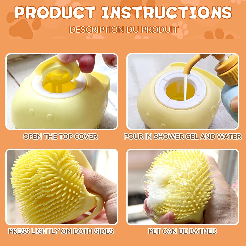 FurEase Bath Brush Pink and Yellow